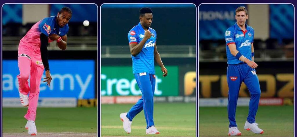 archer-nortje-rabada pace bowling delhi capitals v/s rajastan royals -match 30